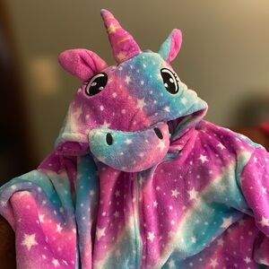 Fun, Colorful Starry Unicorn Onesie Pajamas or cosplay. Size XXL. Cozy & warm!